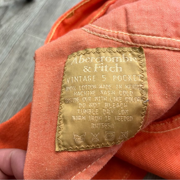 Abercombie and fitch orange vintage 5 pocket jeans jeweled bedazzle hem size 4R - Picture 3 of 10